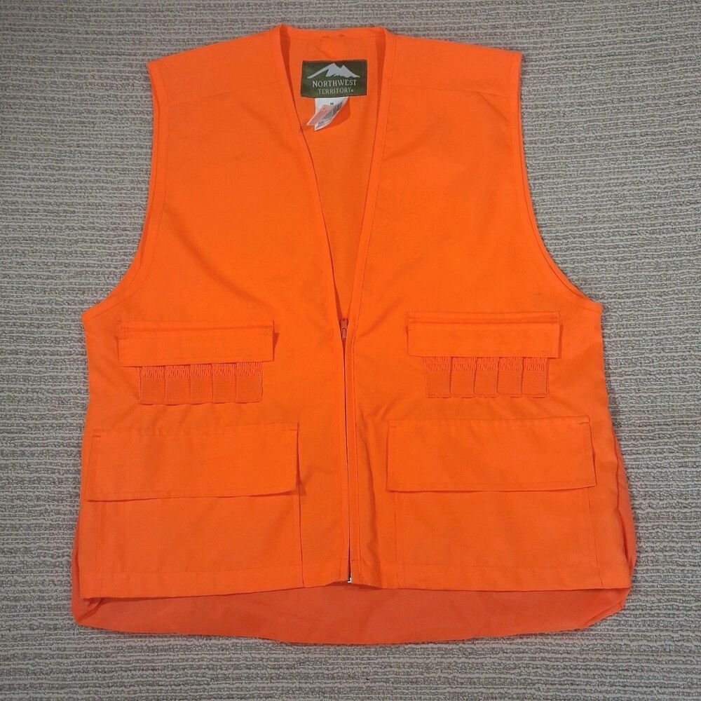 Northwest Territory Mens Hunting Vest Blaze Orange Khaki Shell Loops Medium